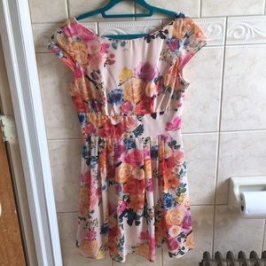 Rose Pink Floral Flare Dress